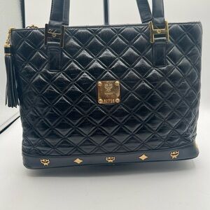 Mcm Authentic EUC quilted leather tote